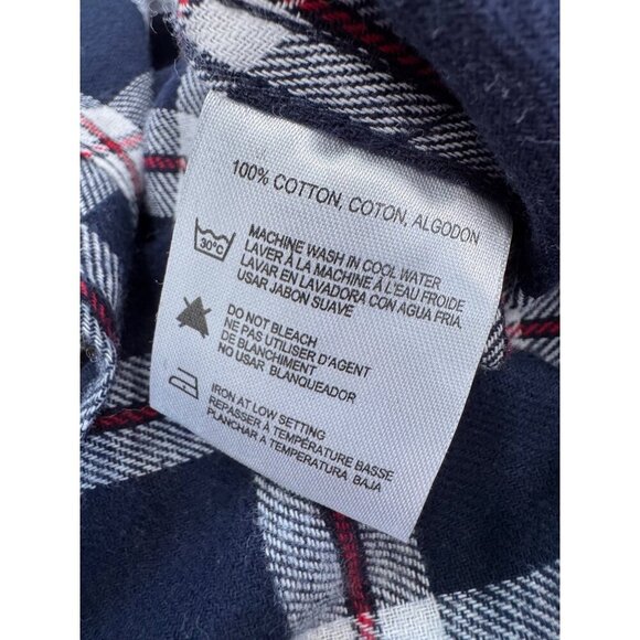 New Report Collection Men's Size S Navy & White Plaid Button-Up Flannel Shirt - Picture 11 of 12